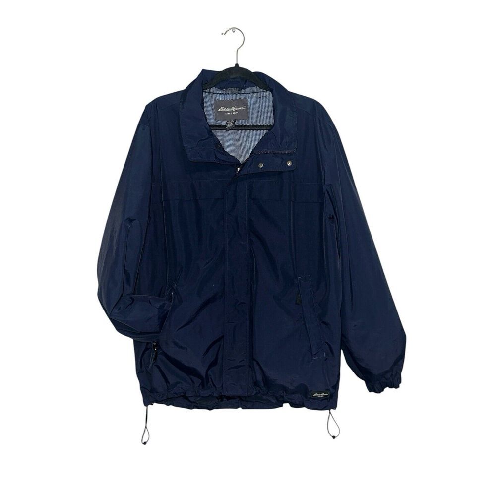 Eddie Bauer Five Pocket Navy Men's Wind Breaker‎ Jacket Size Large Lined